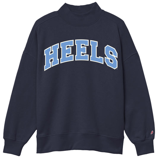 PREORDER- HEELS Embroidered Mock Neck Sweatshirt in Navy Blue by League