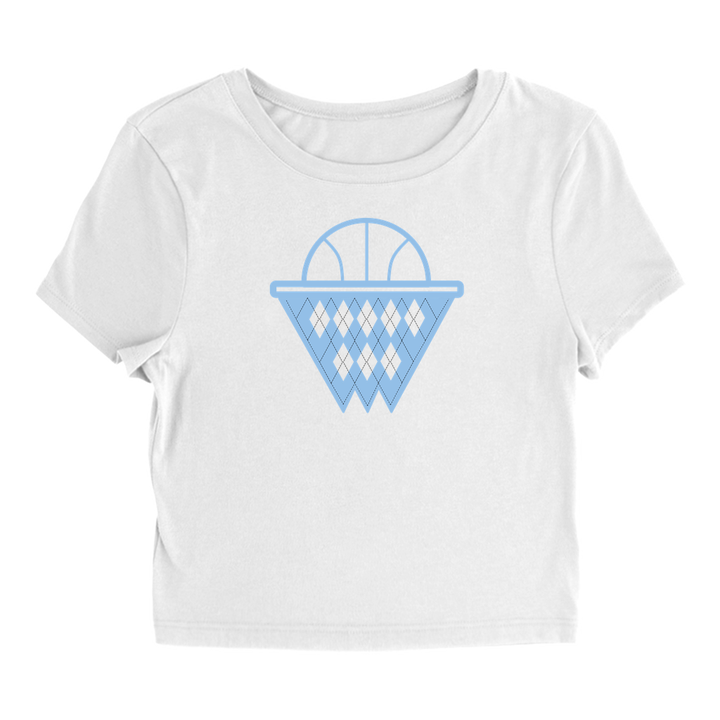 Carolina Blue and White Argyle Basketball Cropped Women's Top