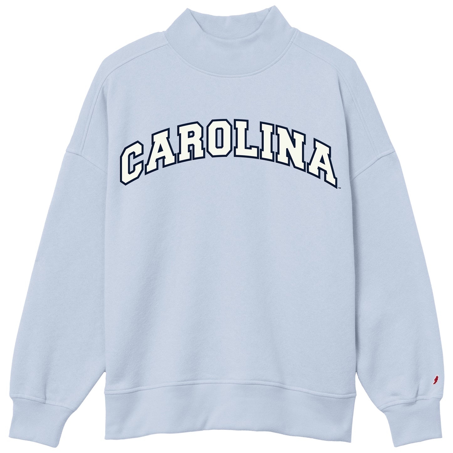 Carolina Cashmere Blue Embroidered Mock Neck Sweatshirt