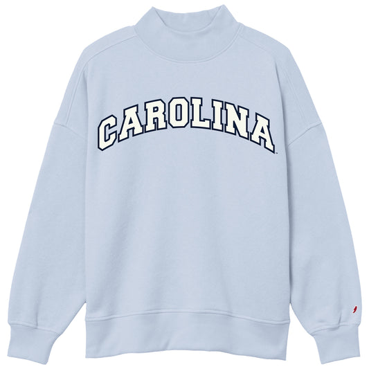 Carolina Cashmere Blue Embroidered Mock Neck Sweatshirt