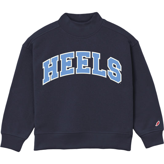 Carolina Tar Heels Kid's Mock Neck Sweatshirt in Navy Blue - Main View - League