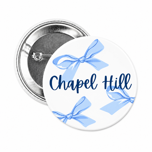 Chapel Hill Bows Button Pin by Shrunken Head 2.25"