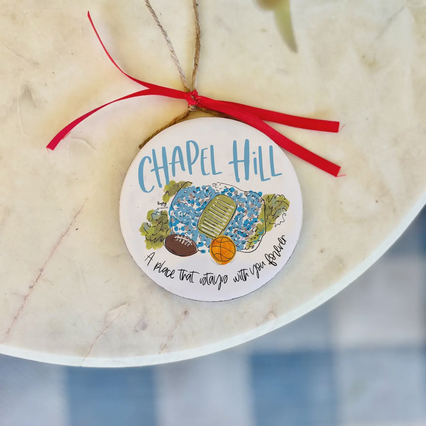 Chapel Hill North Carolina Wooden Christmas Ornament