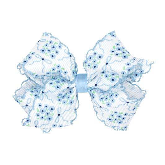 Carolina Blue and White Floral Print Hair Bow by Wee Ones