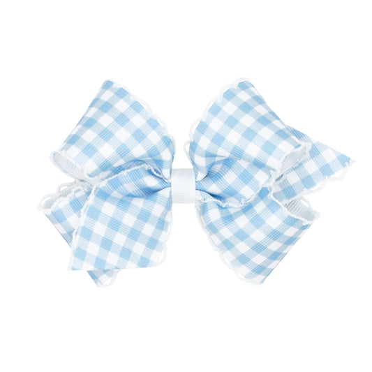 Carolina Blue and White Gingham Hair Bow by Wee Ones