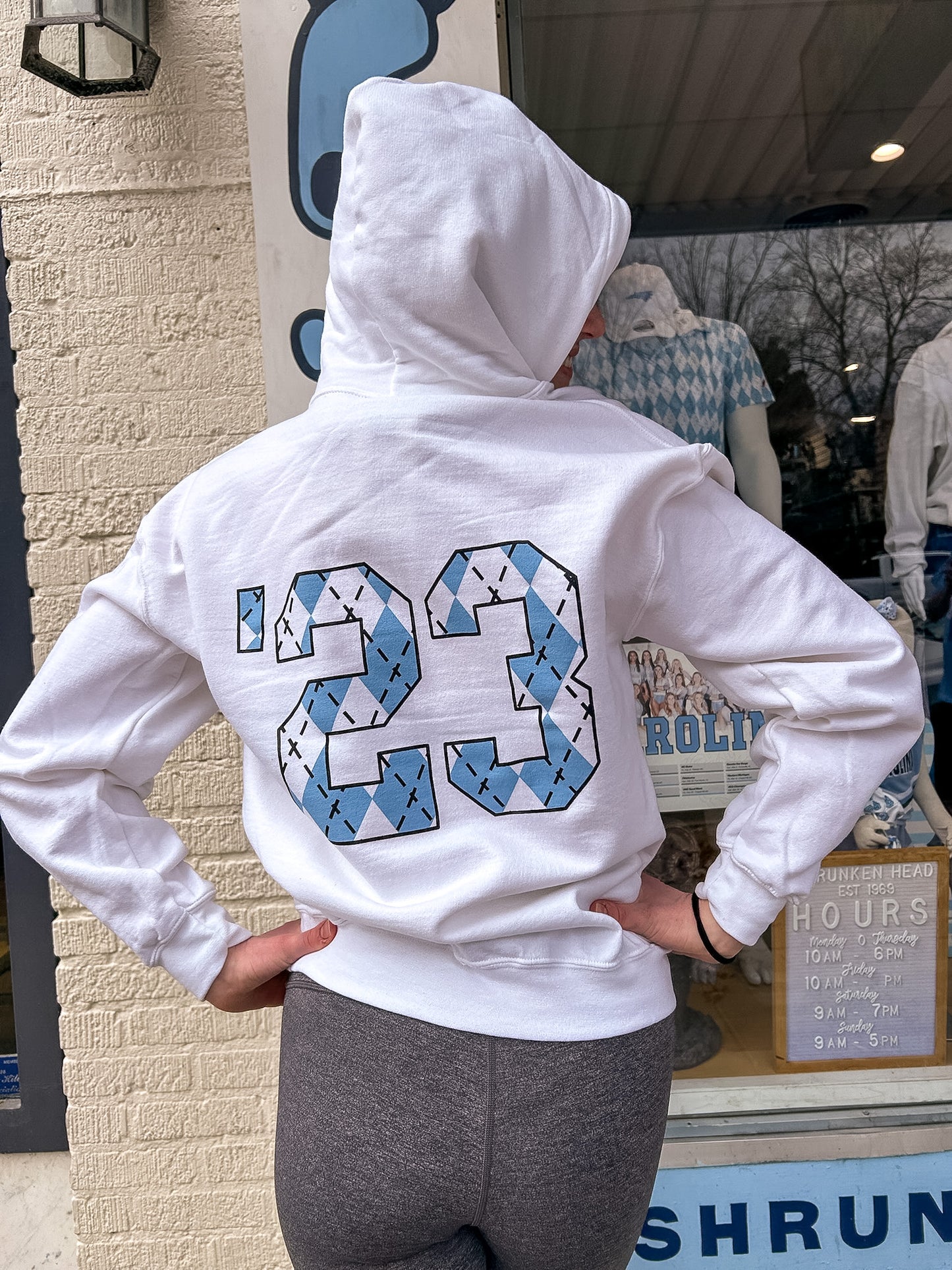 23 Year Sneaker Hoodie in White and Carolina Blue