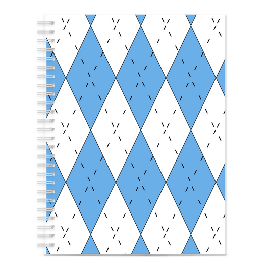 Carolina Blue and White Argyle Notebook