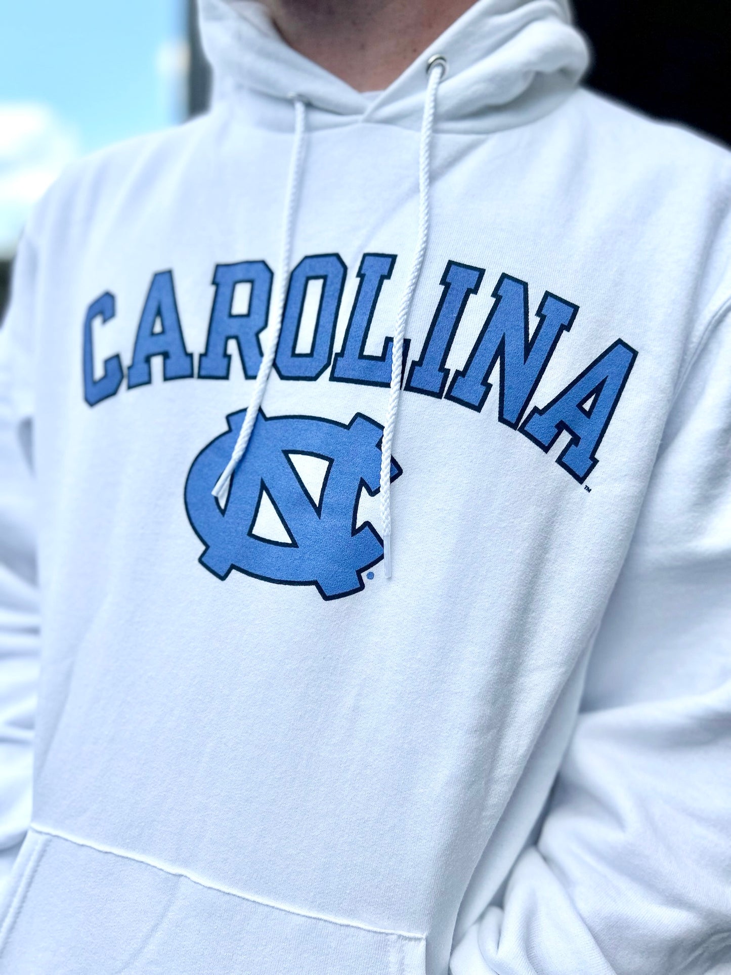 UNC Basic White Hoodie Sweatshirt by Champion