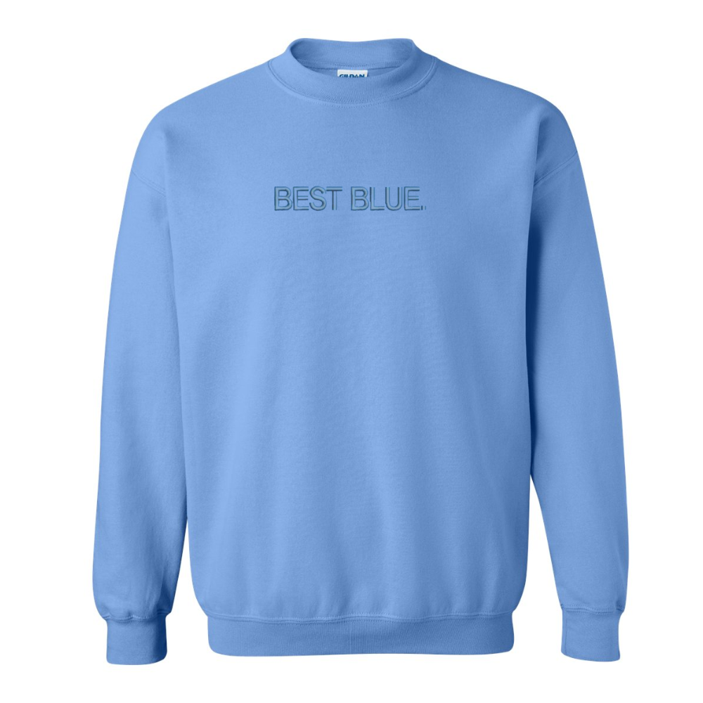 Carolina Blue Best Blue Embroidered Adult Crewneck Sweatshirt by