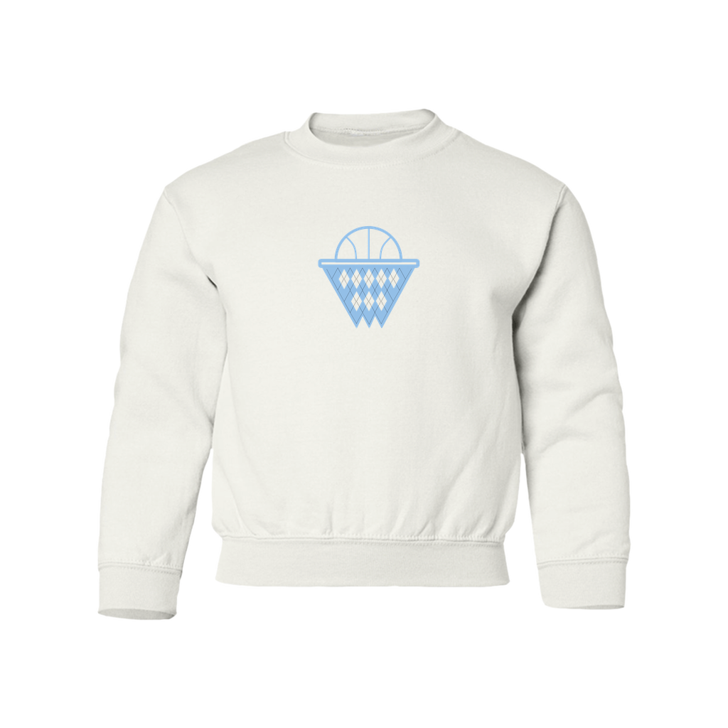 Carolina Blue and White Argyle Basketball Kid's Sweatshirt