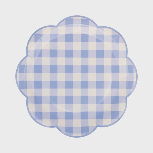 Blue Gingham Paper Plate - Pack Of 8