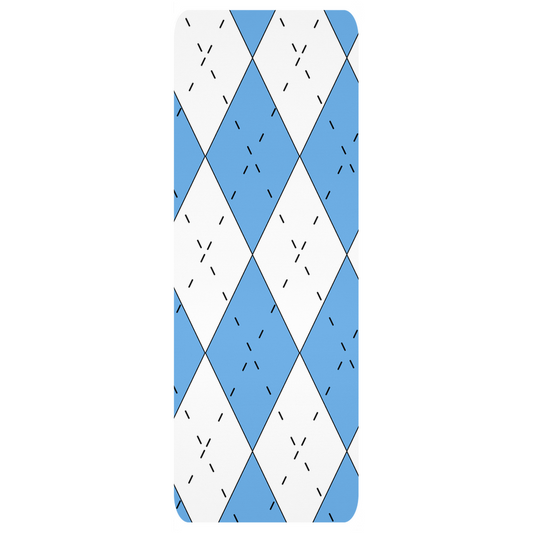 Carolina Blue and White Argyle Yoga Mat