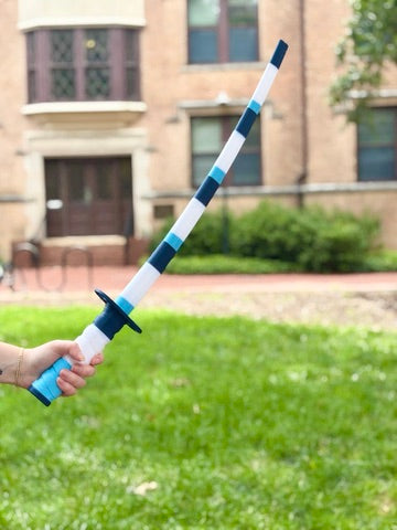 Carolina Blue, Navy, and White Collapsible 3D Printed Sword