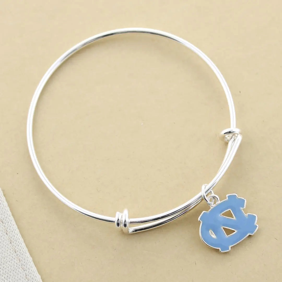 North Carolina Enamel Logo Wire Bracelet - Detail View - Seasons Jewelry