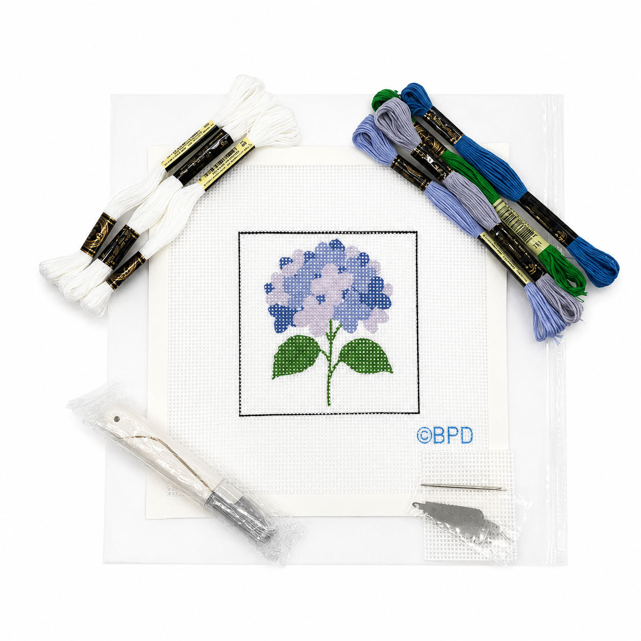 Blue Hydrangea Needlepoint Design
