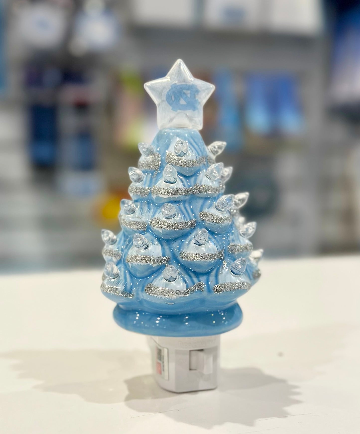 Carolina Tar Heels Ceramic Christmas Tree Night Light 6.5"