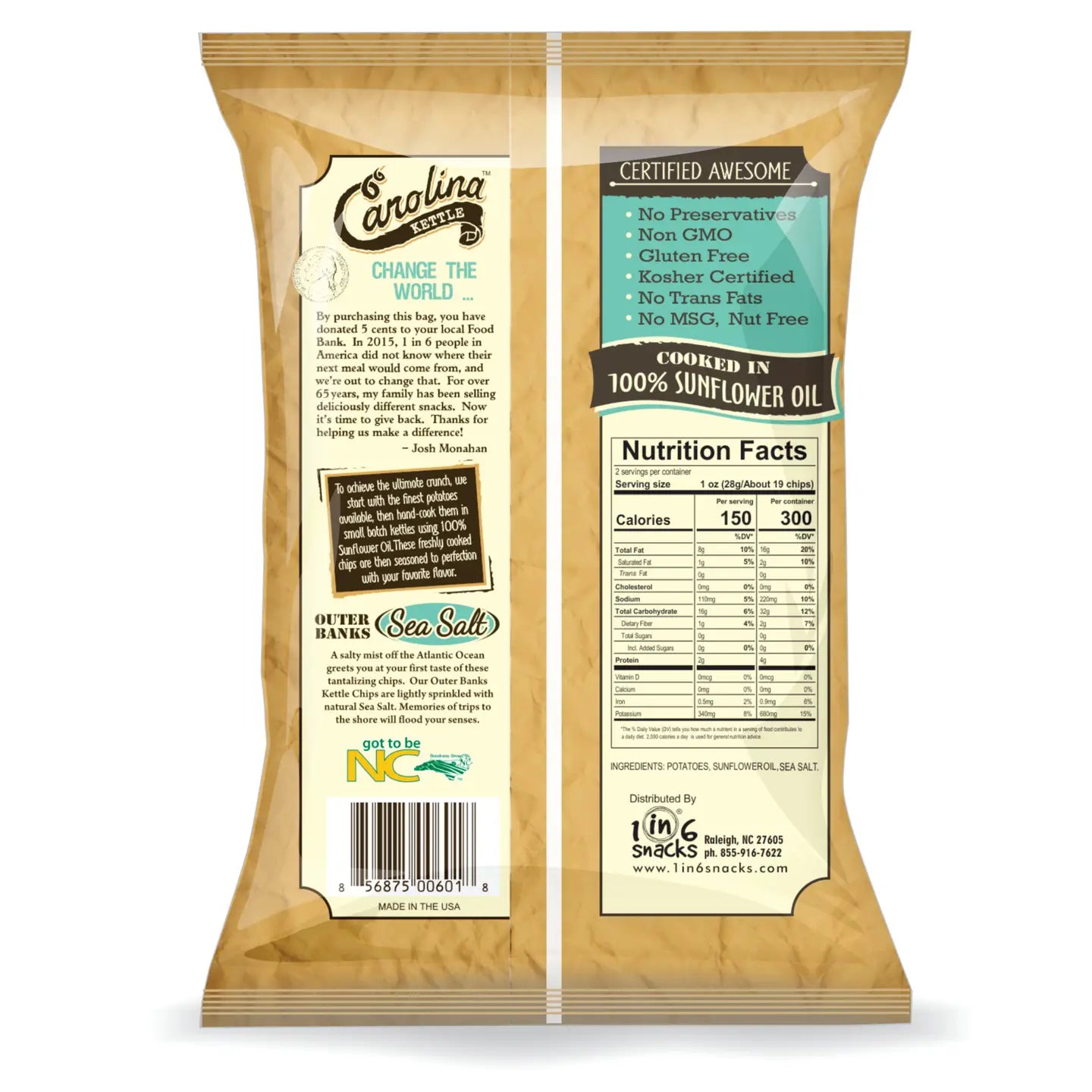 Sea Salt Carolina Kettle Chips - 2 oz Bag