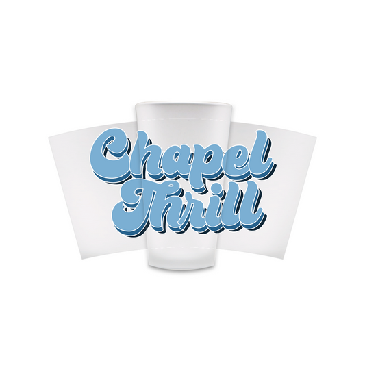 Carolina Blue Chapel Thrill Groovy Frosted Pint Glass by Shrunken Head