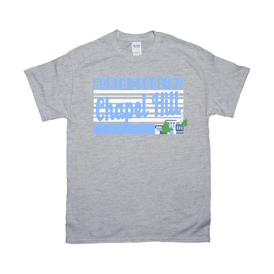 Chapel Hill North Carolina Grey Scene Adult T-Shirt