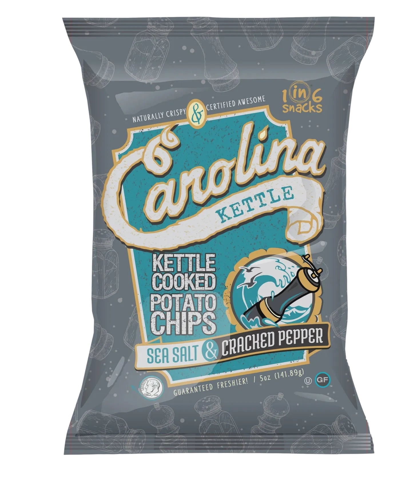 Sea Salt & Cracked Black Pepper Carolina Kettle Chips - 2 oz