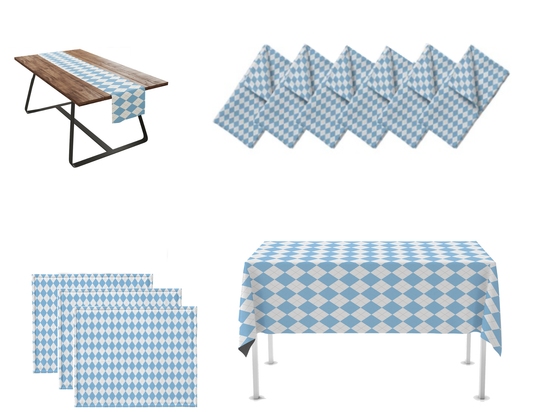 Carolina Blue Argyle Party Set Decor