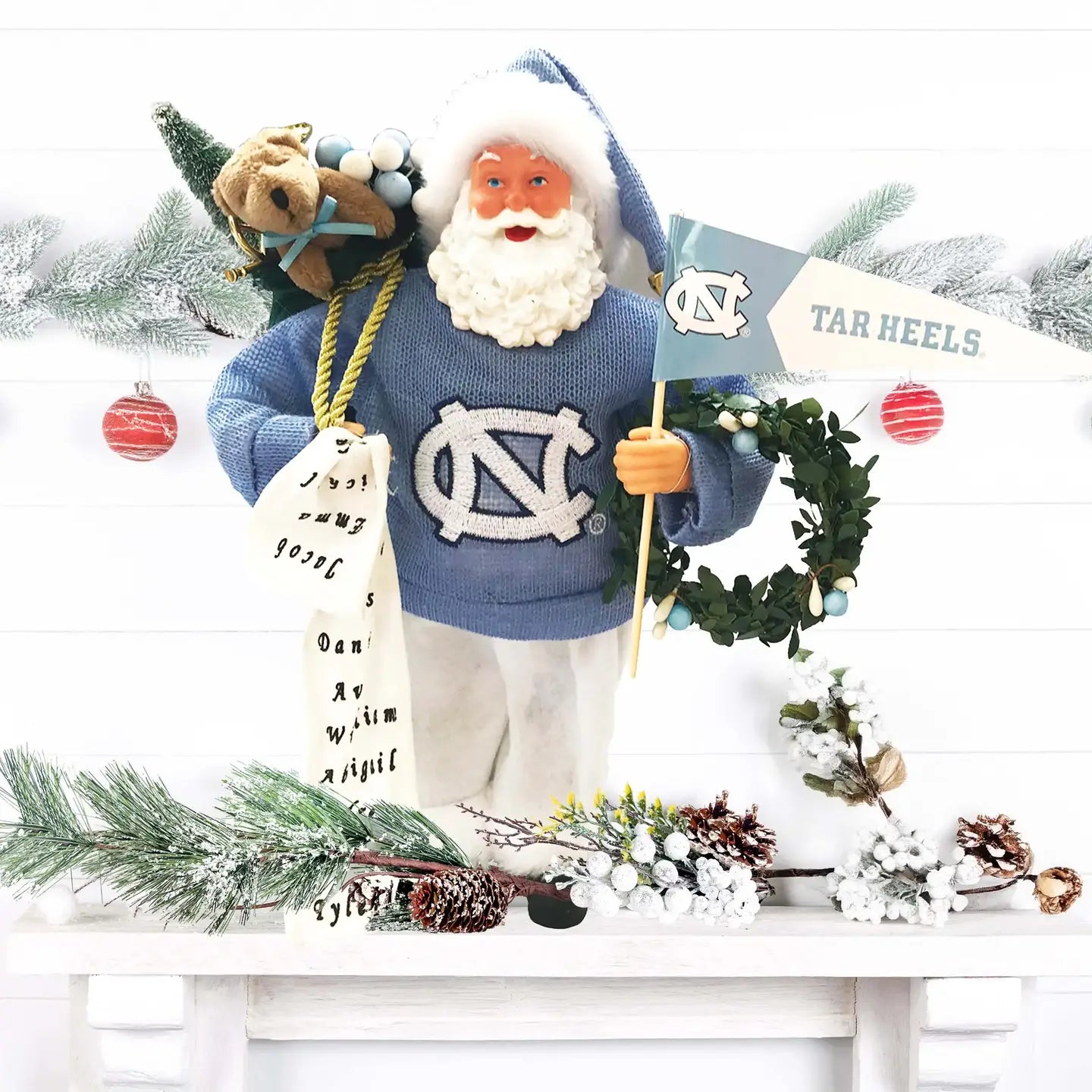 North Carolina Tar Heels Proud Fan Santa 12" Tall