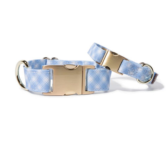 Carolina Blue Gingham Dog Collar