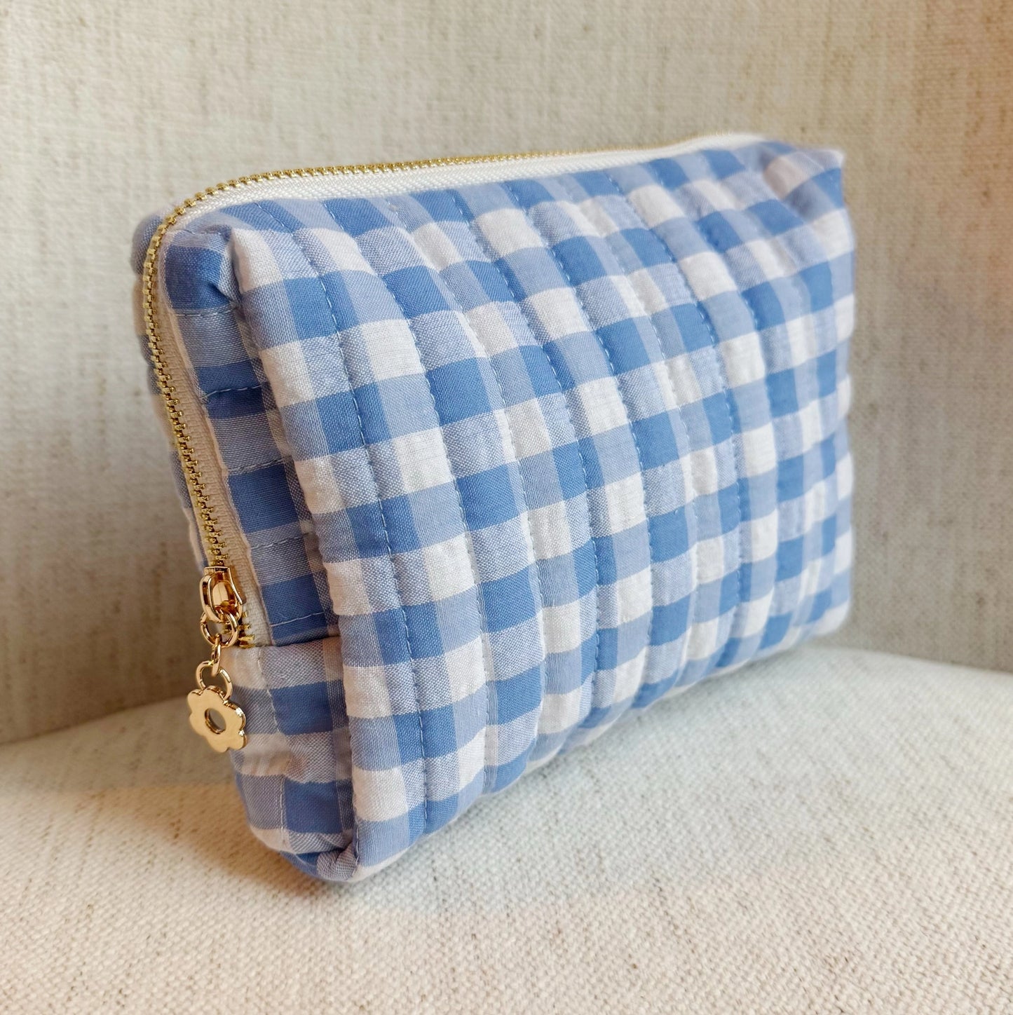 Carolina Blue  Gingham Cosmetic Case