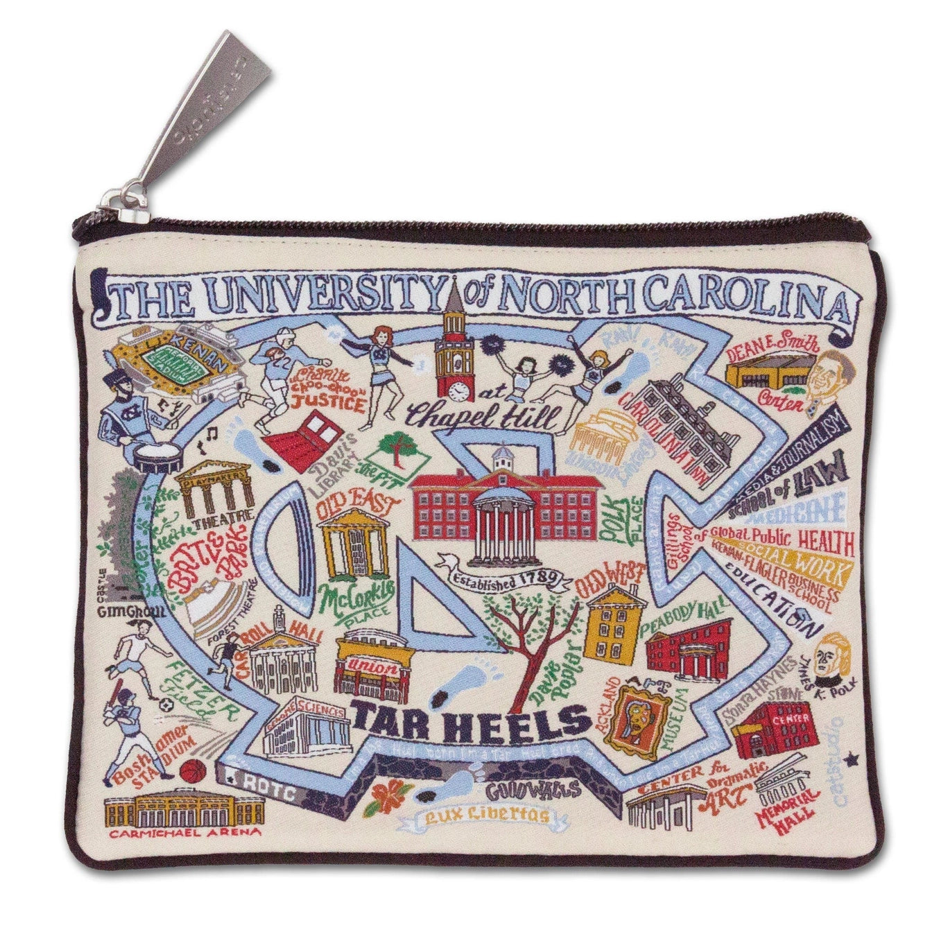 University of North Carolina Embroidered Zip Pouch by Cat Studio