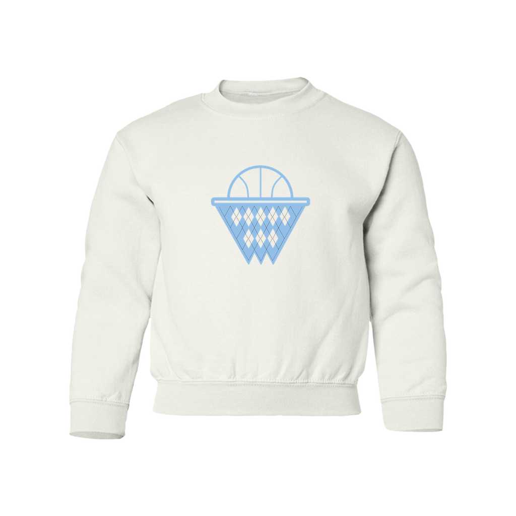 Carolina Blue and White Argyle Basketball Kid's Sweatshirt