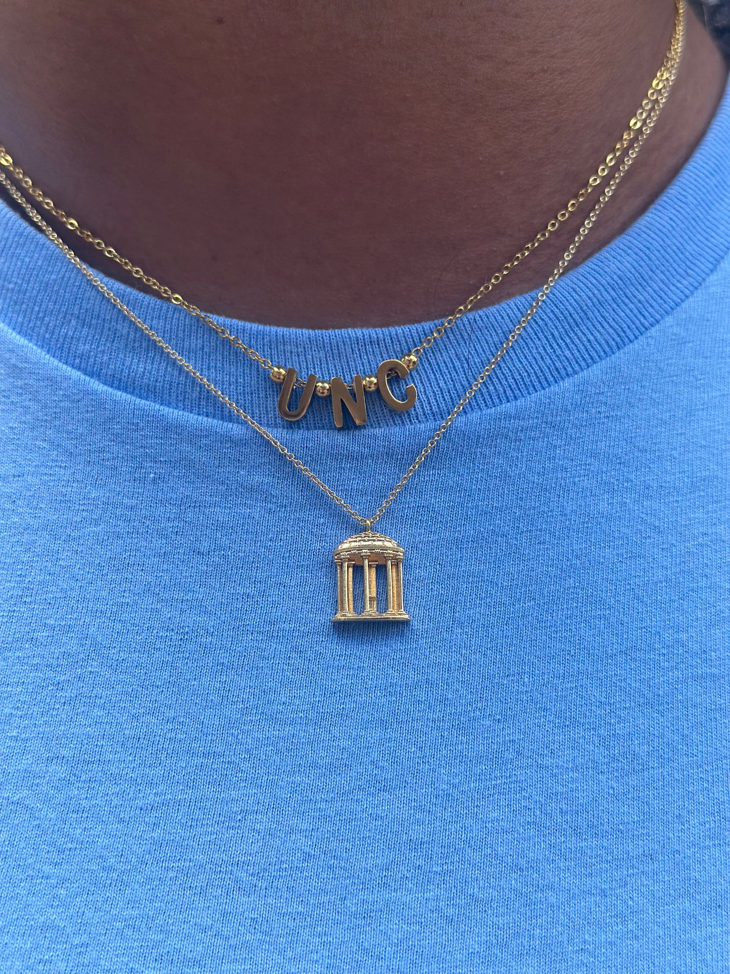 UNC Gold Letter Necklace by Bead Me Silly