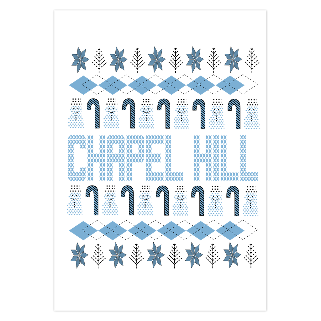 Chapel Hill Christmas Pattern Black Inside Greeting Cards