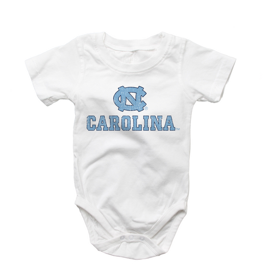 Carolina Tar Heels White Baby Onesie by Wes and Willy