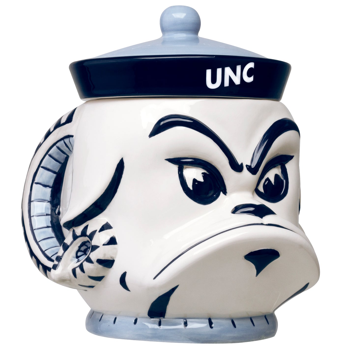 North Carolina Tar Heels Mascot Rameses Ceramic Cookie Jar with Lid