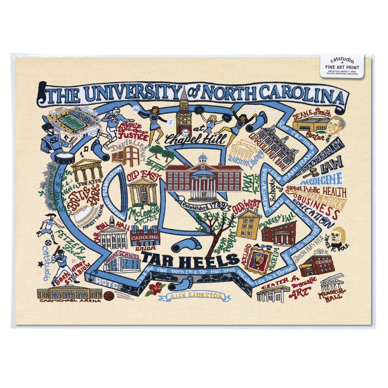 North Carolina, University of Collegiate Fine Art Print 8"X10"