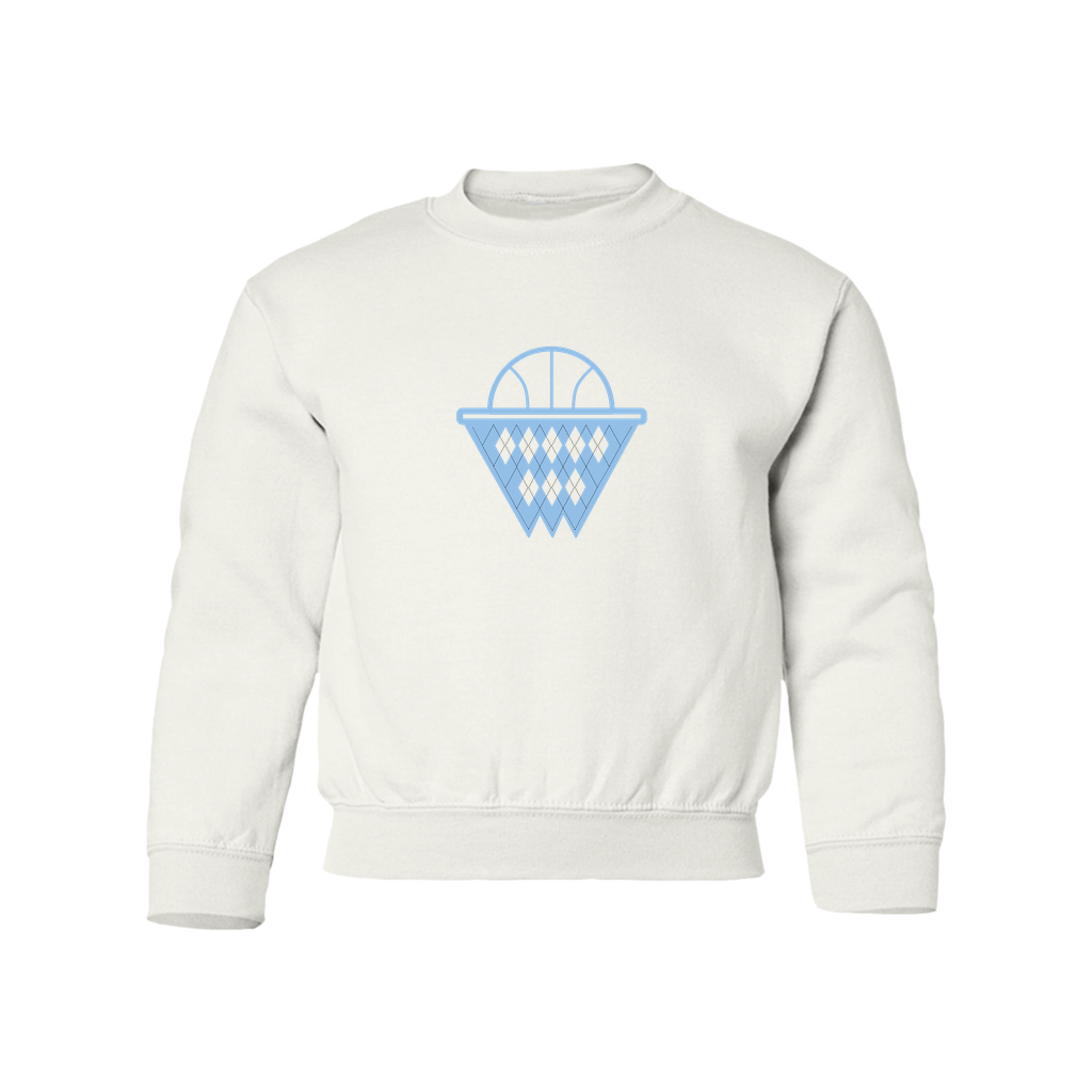 Carolina Blue and White Argyle Basketball Kid's Sweatshirt