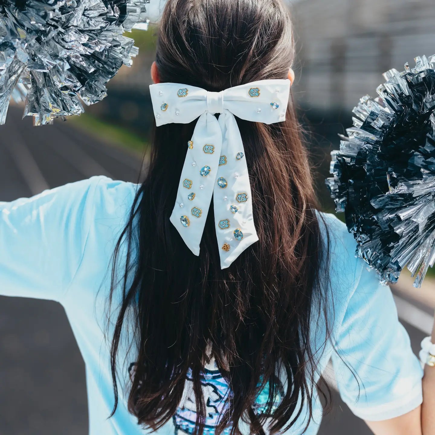 University of North Carolina White Bow Barrette