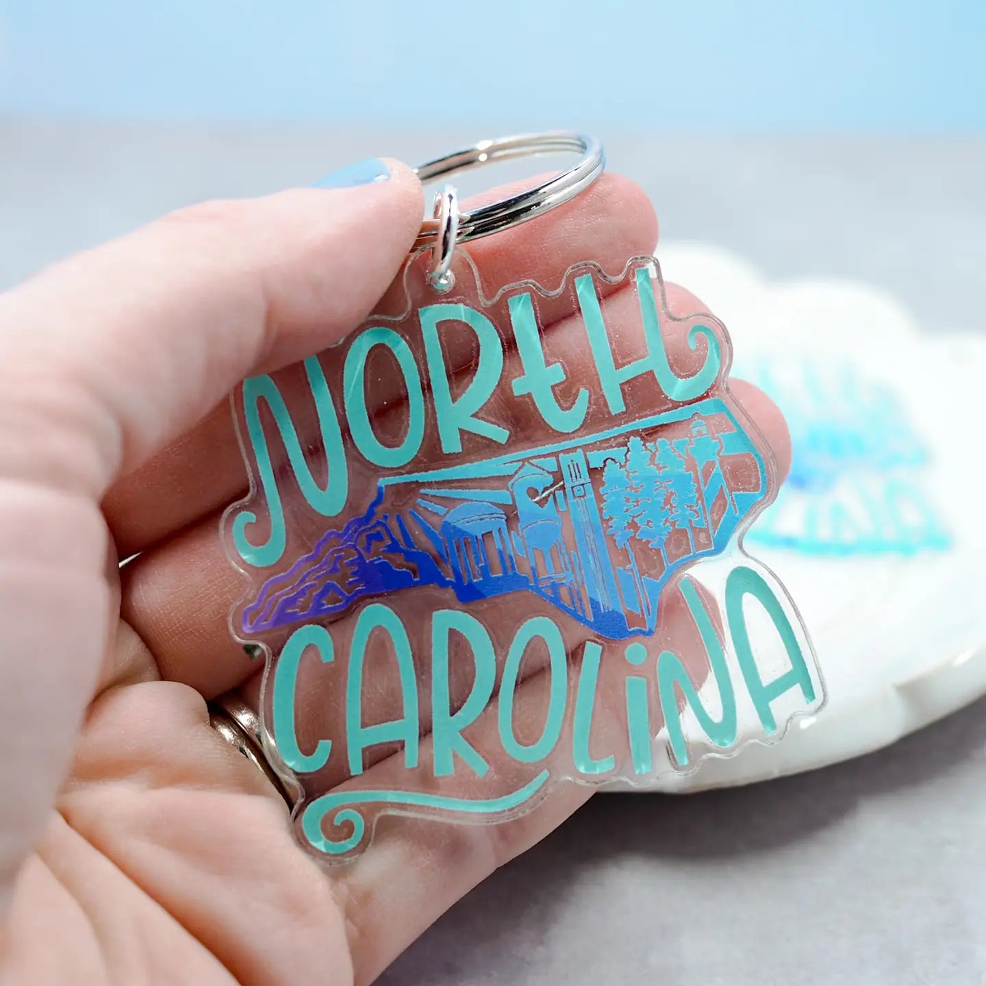 North Carolina Illustrated Keychain by Little Designs