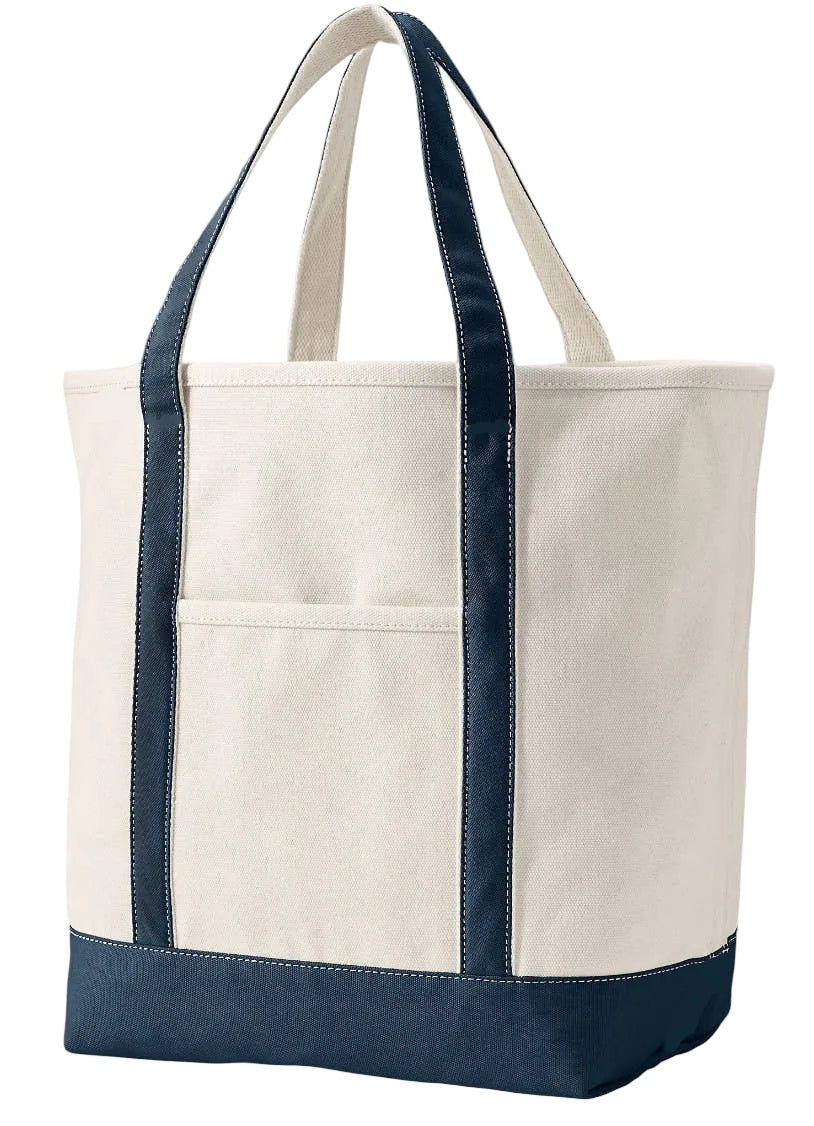 Navy Blue Open Canvas Tote