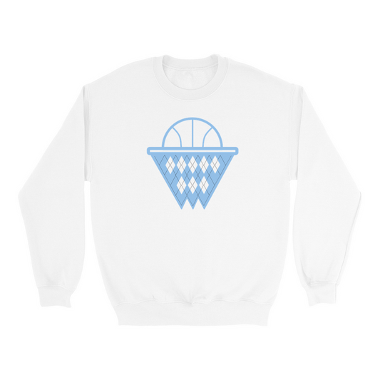 Carolina Blue and White Argyle Basketball Adult Sweatshirt