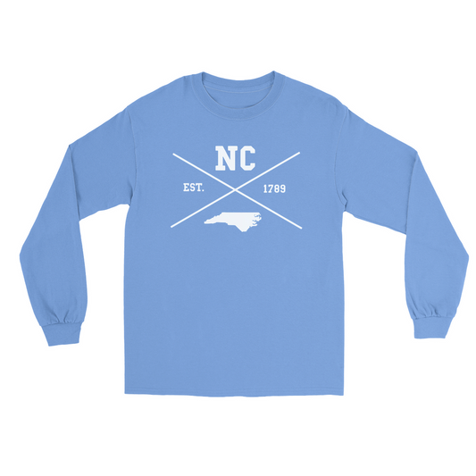 North Carolina Blue X Logo Adult Long Sleeve T-Shirt