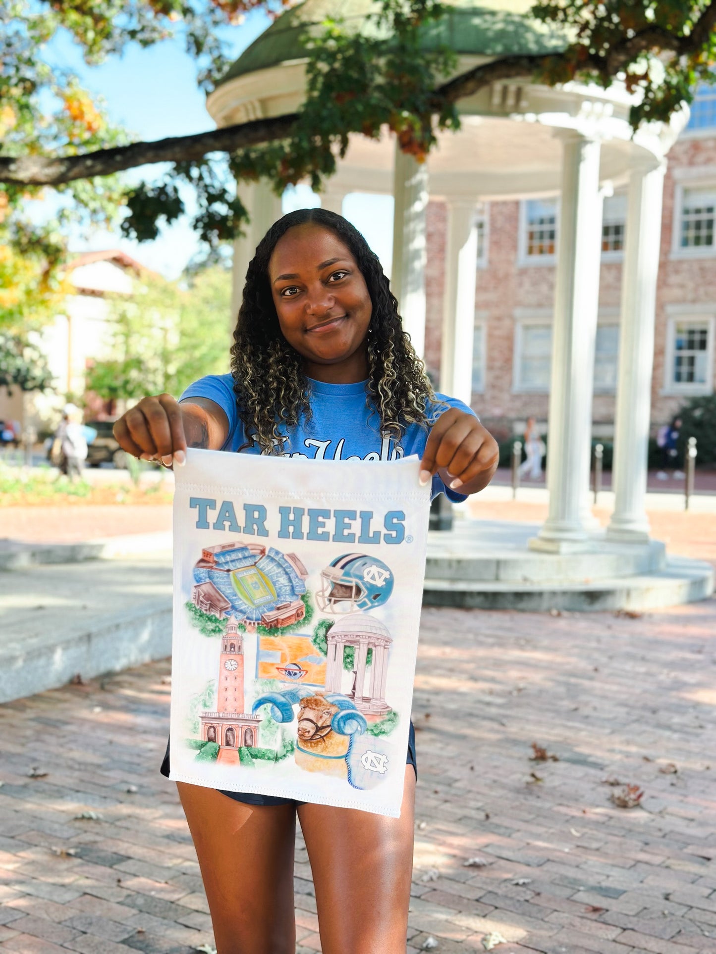 University of North Carolina Watercolor Garden Flag