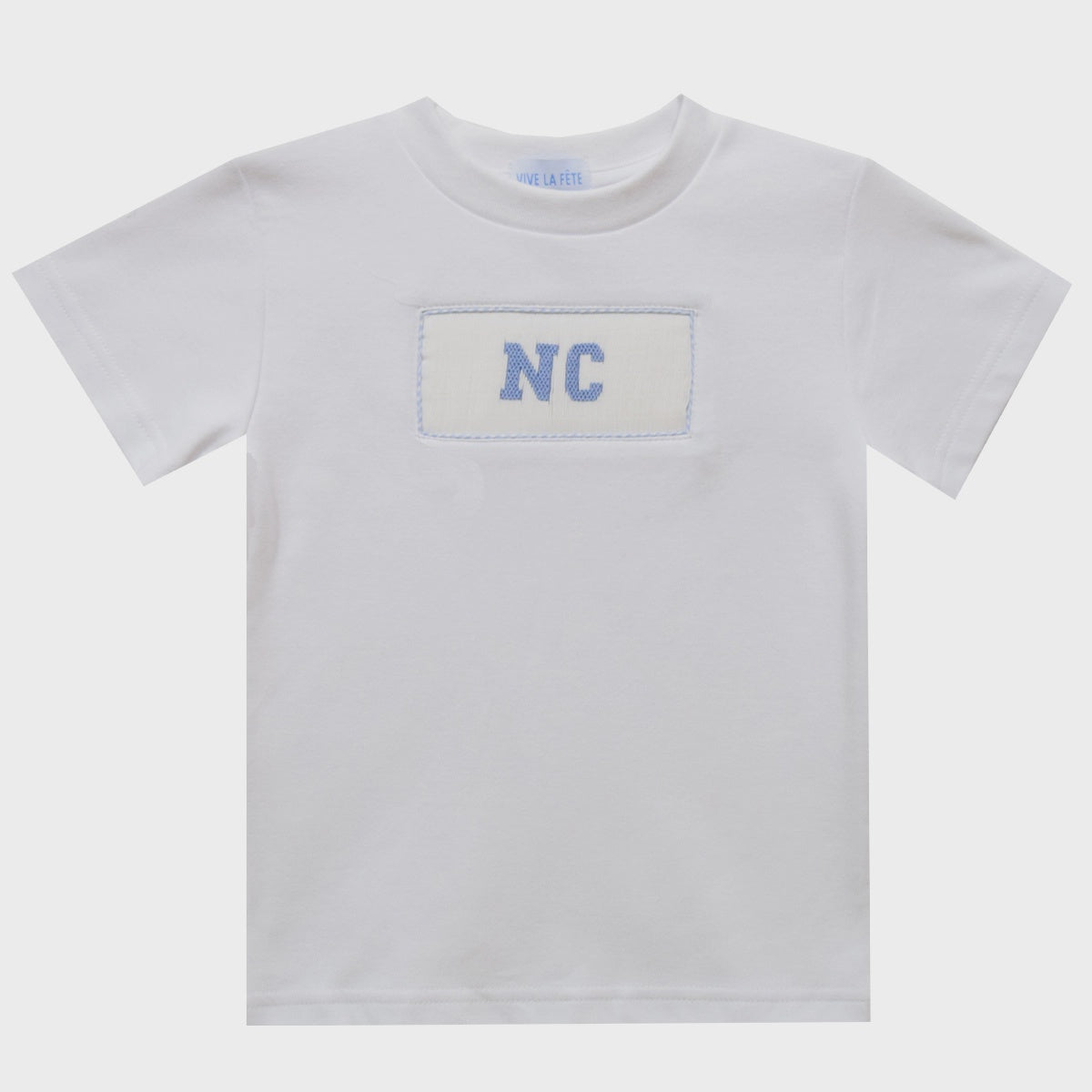 North Carolina Smocked Knit White Short Sleeve Toddler T-Shirt