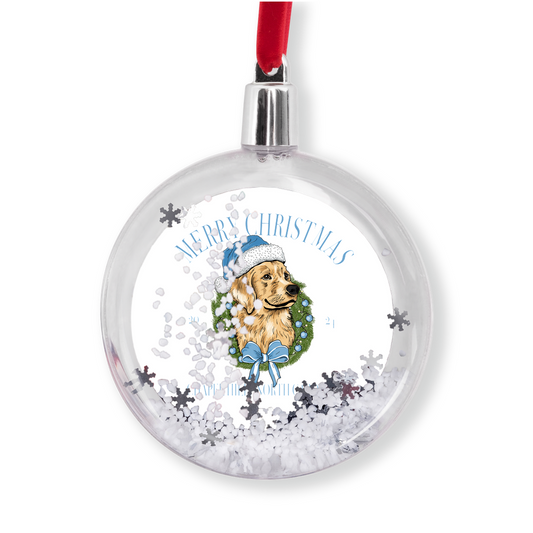 Chapel Hill Christmas Dog Snow Globe Ornament