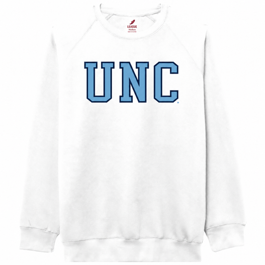 UNC Letters Adult Crewneck Sweatshirt in White - Main View - League