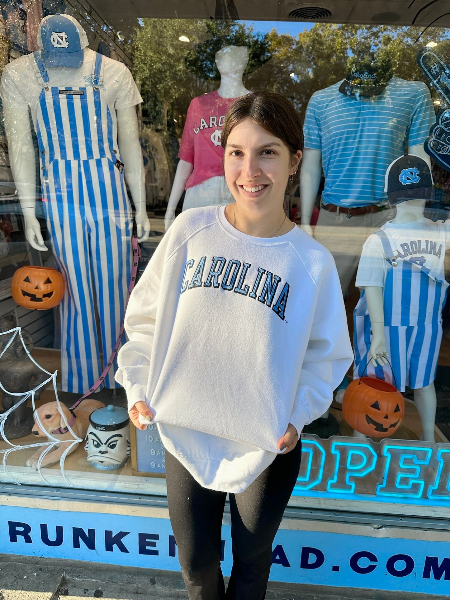 White North Carolina Embroidered Crewneck Sweatshirt by League