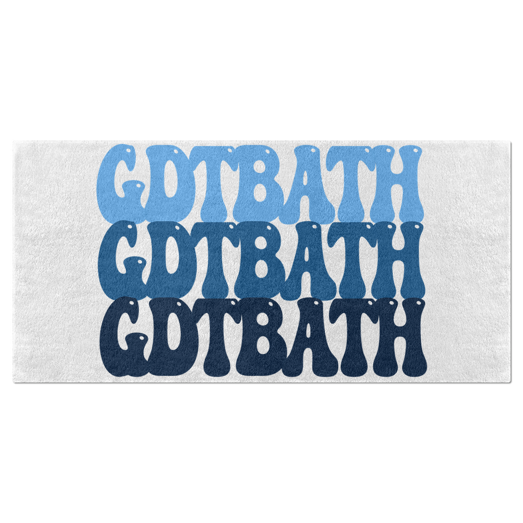 GDTBATH Beach Towel in white with Carolina Blue Vintage Letters