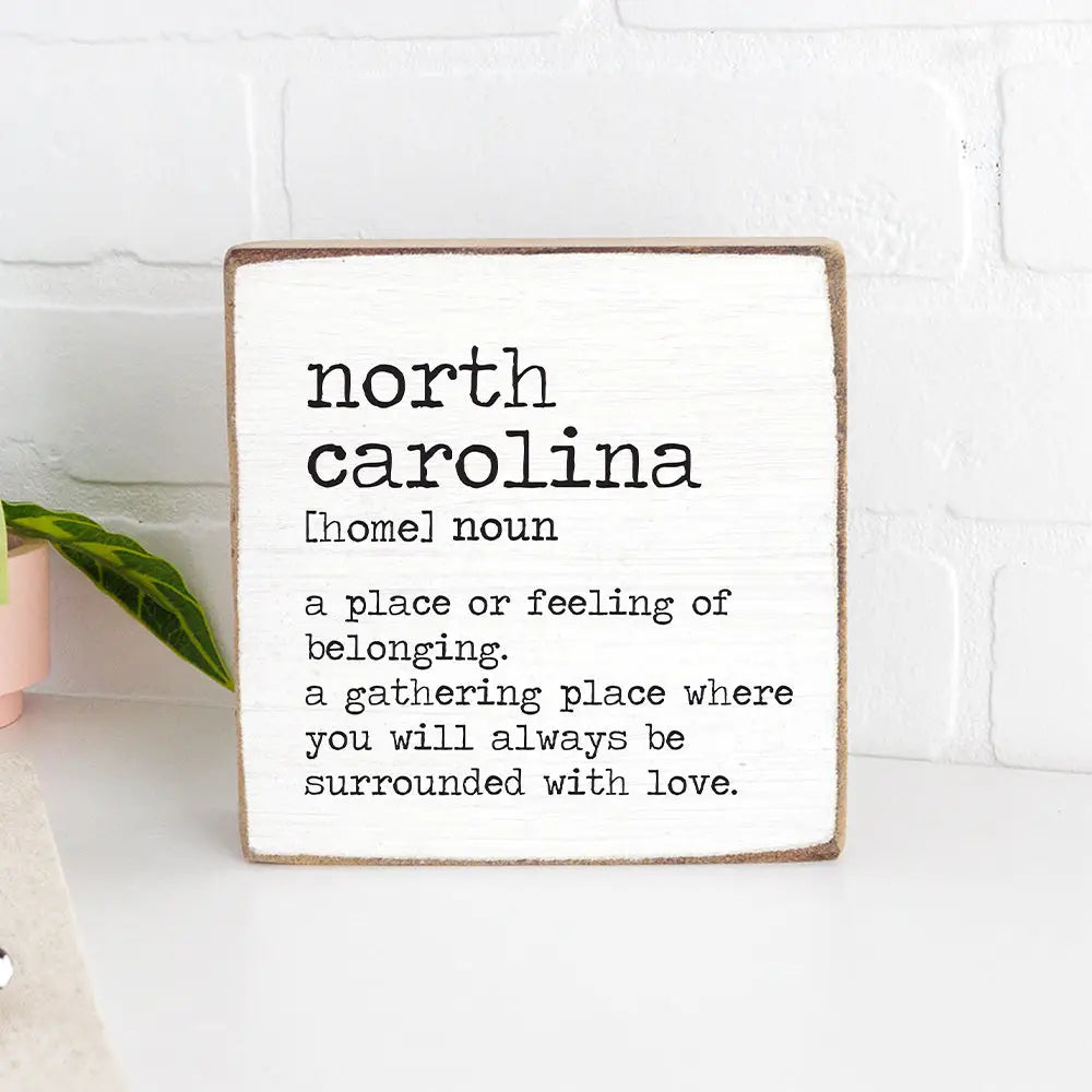 North Carolina Definition Block - Detail View - Rustic Marlin Handcrafted American Made Home Decor