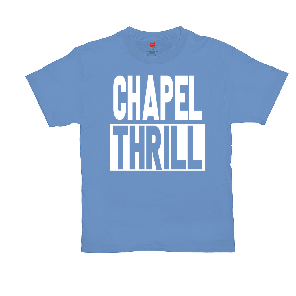 Chapel Thrill Blocky Carolina Blue Adult T-Shirt