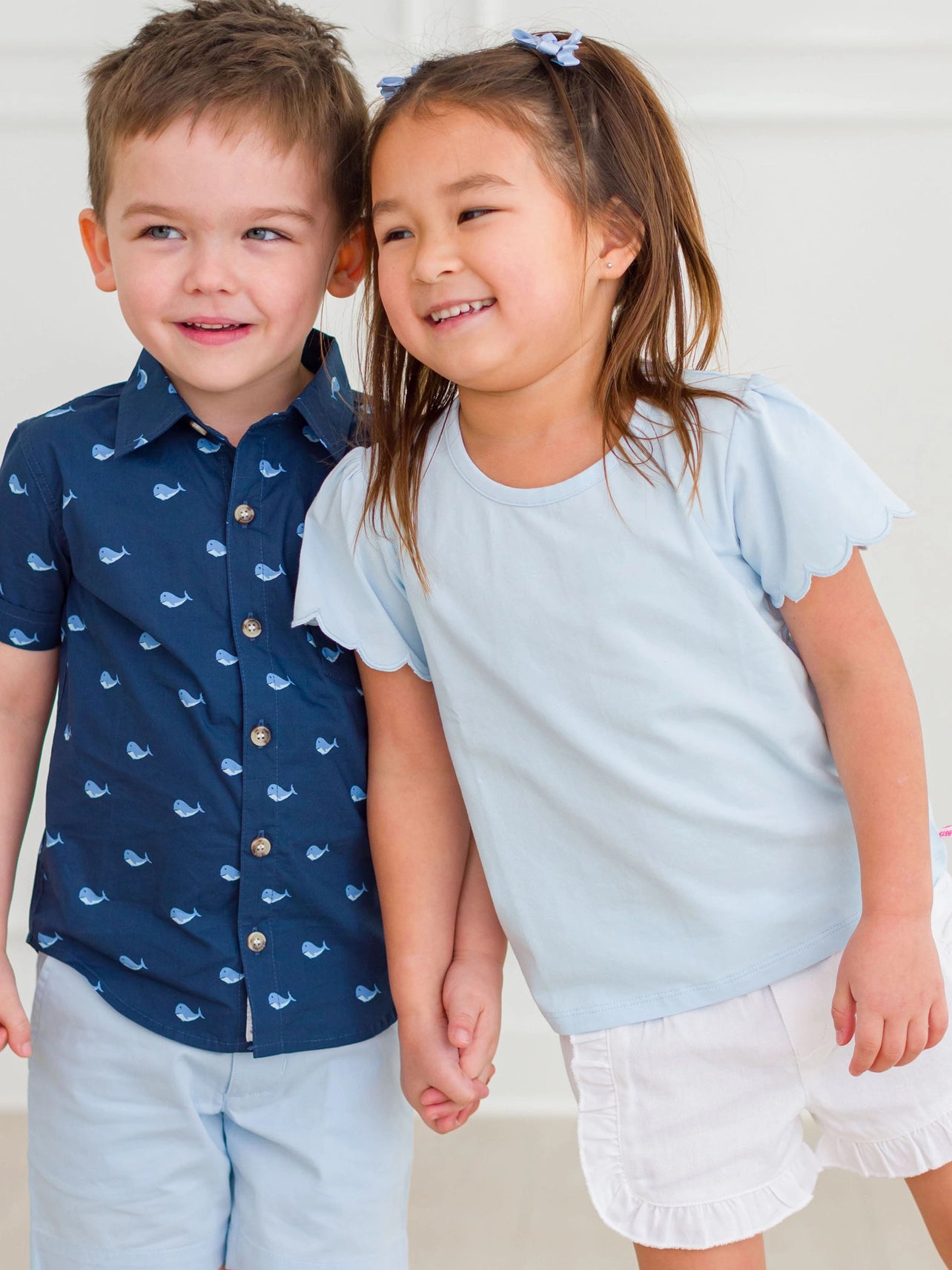 Baby Girls Light Blue Knit Short Sleeve Scallop Tee